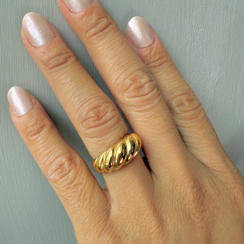 Staple Gold Croissant Dome Ring - Waterproof